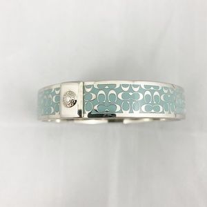 Coach bangle bracelet wide turquoise silver